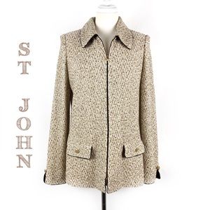 St John Collection Tan Santana Knit Blazer 10